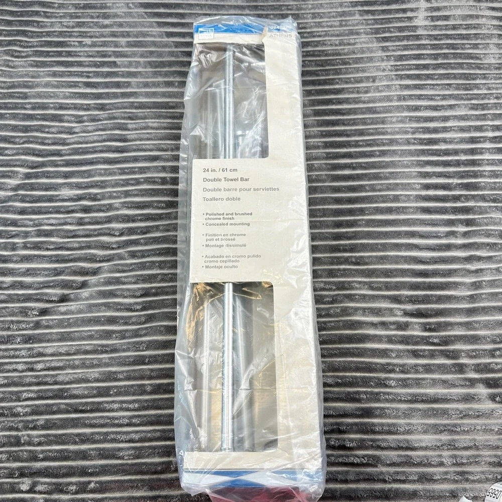 Style Selections Athens 24in Double Towel Bar Polished Brushed Chrome 0242876